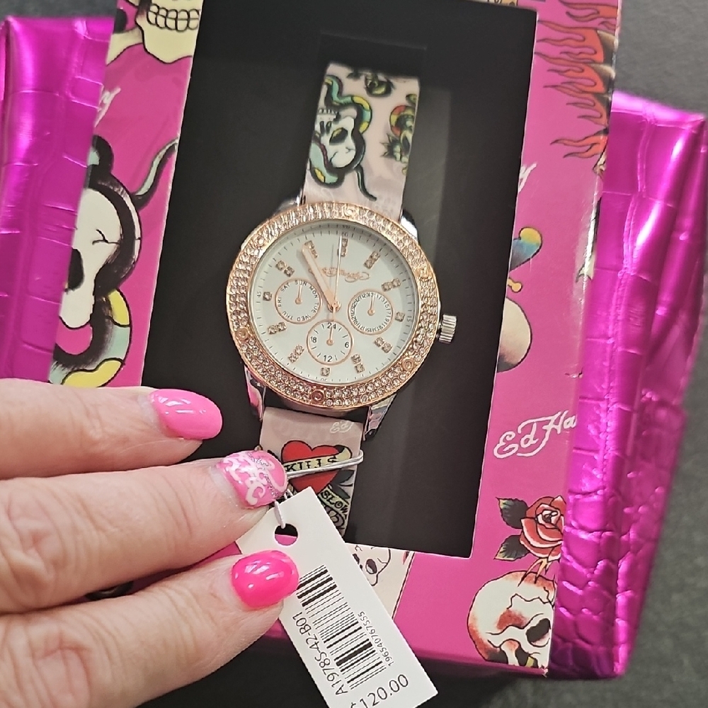 Ed Hardy Pink and Gold Watch - Picture 2 of 3